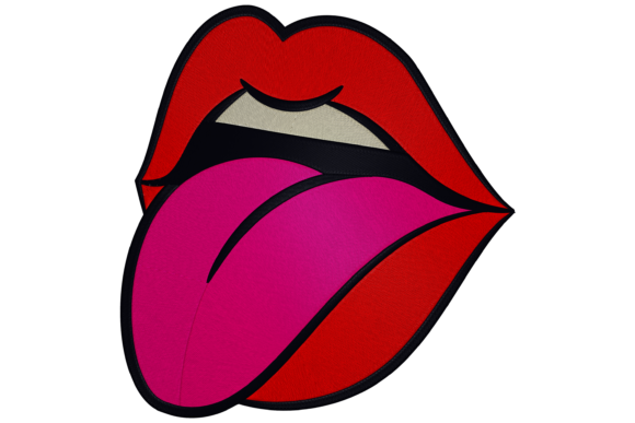 Charming Mouth, Tongue, and Lips Embroidery