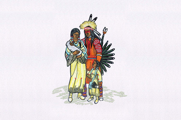 Chief and Family: A Charming Embroidery Design