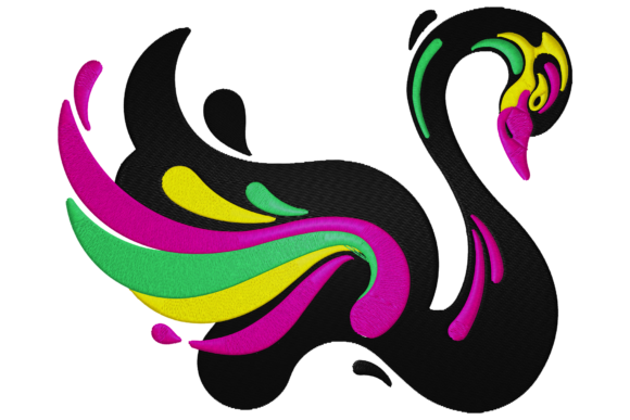Elegant Black Swan: A Premium Embroidery Design