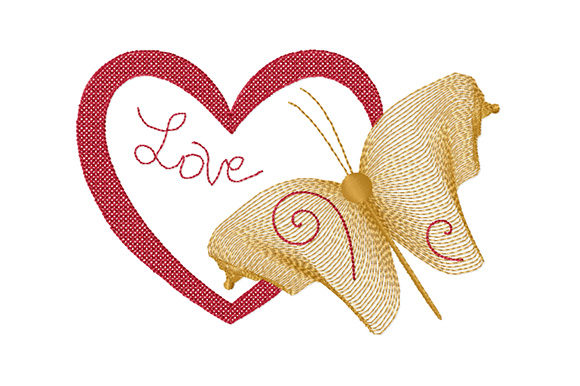Heart, Butterfly, Love: A Charming Embroidery Design