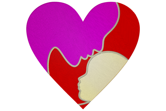 Heart Mother and Baby: A Touching Embroidery Design