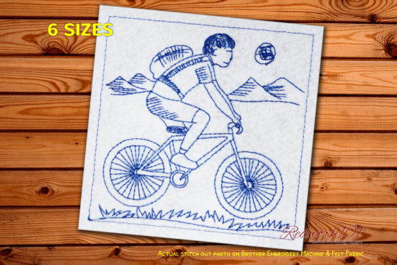 Outdoor Cycling Bluework: A Sporty Embroidery Design