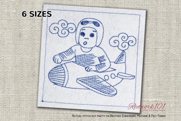 Pilot with Goggles Redwork: A Stylish Embroidery Design