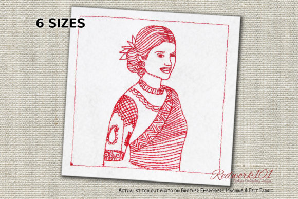 Review: Women Dressed in Indian Saree Redwork