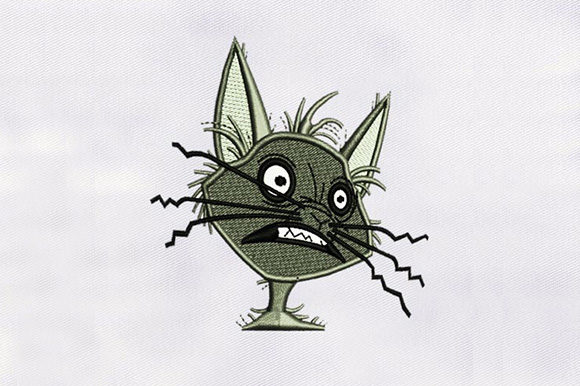 Shocking Cat Face: A Unique Embroidery Design