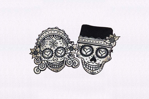 Skull Bride Groom: A Unique Embroidery Design