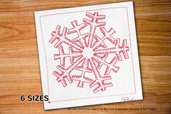 Snowflake Lineart Redwork: A Festive Embroidery Gem