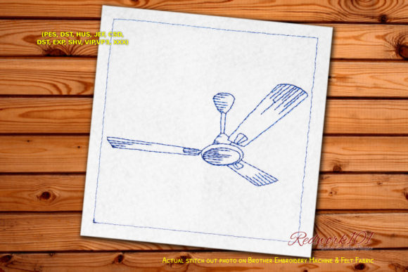 Three Blades Ceiling Fan Redwork Design