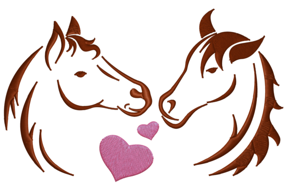 Two Horses in Love: A Charming Embroidery Design