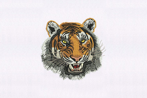 Wild Tiger Face: A Bold and Beautiful Embroidery Design
